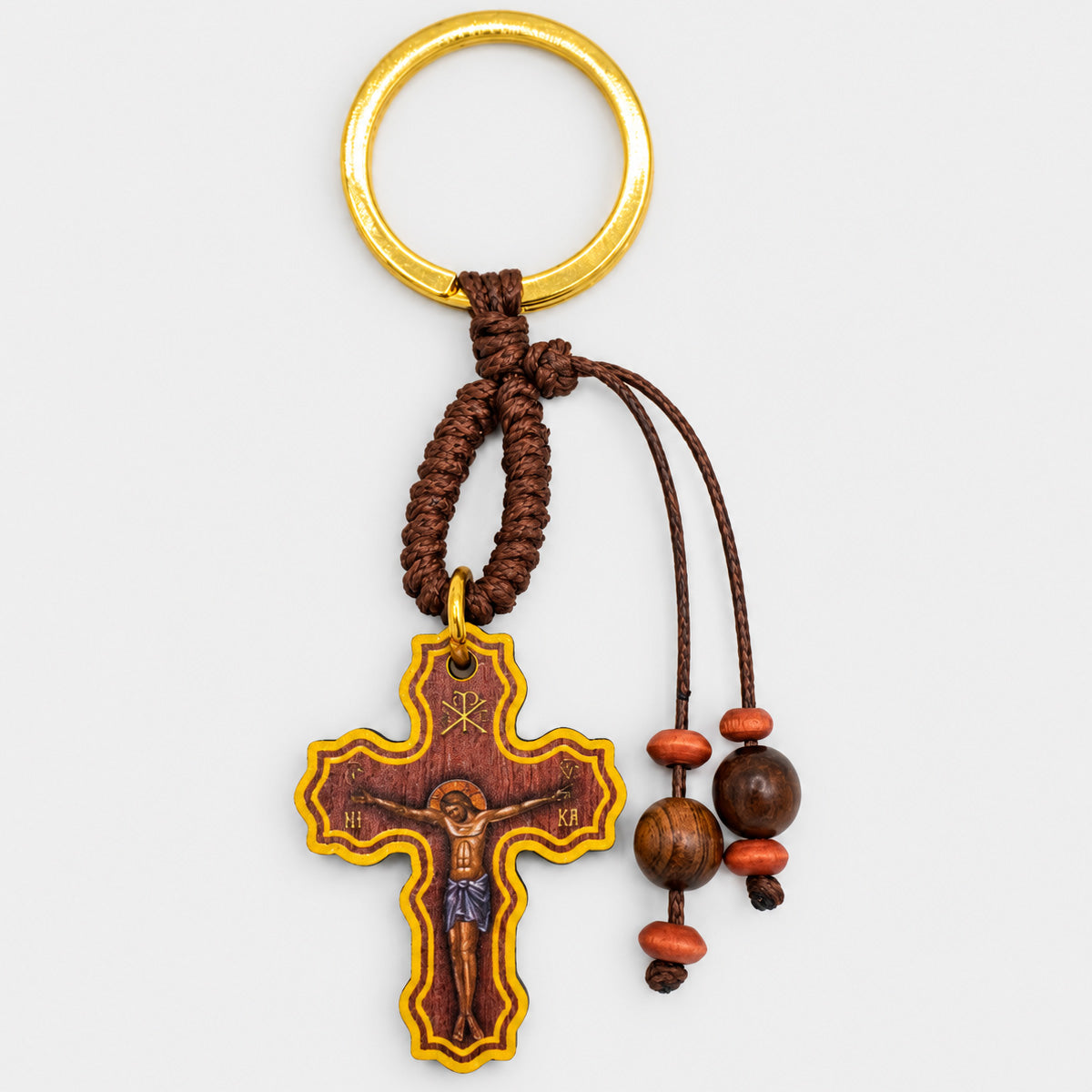 Breloc Cruce din Lemn – Model Bizantin 03
