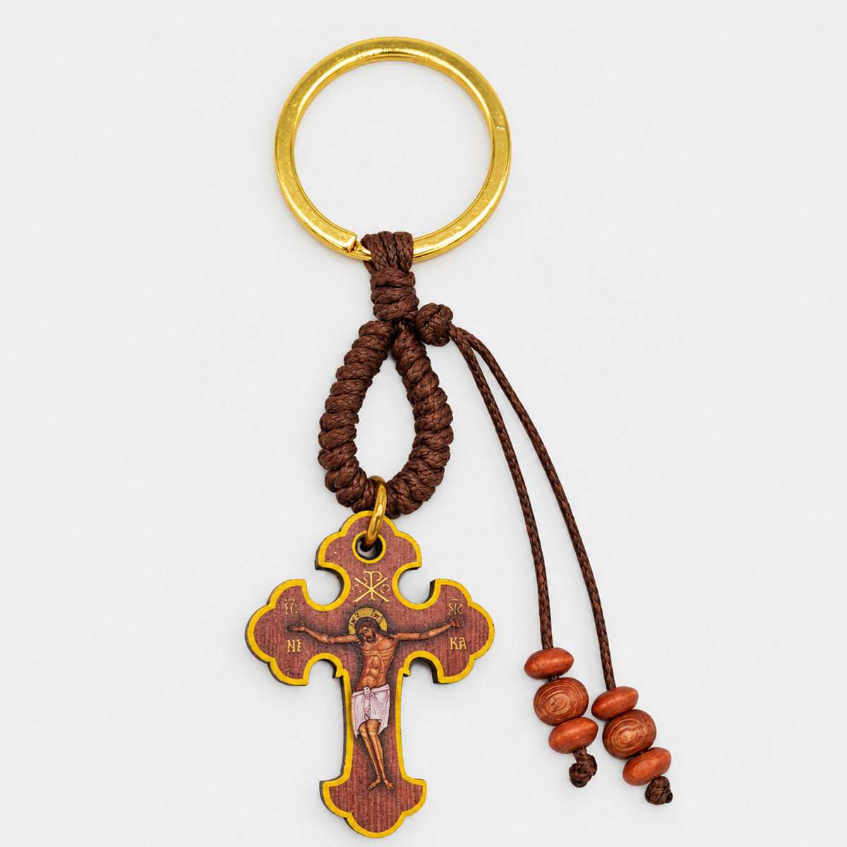 Breloc Cruce din Lemn – Model Bizantin 04