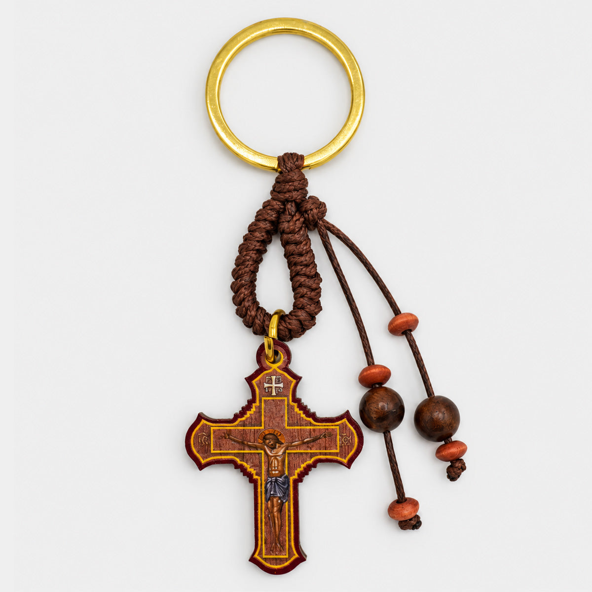 Breloc Cruce din Lemn – Model Bizantin 05