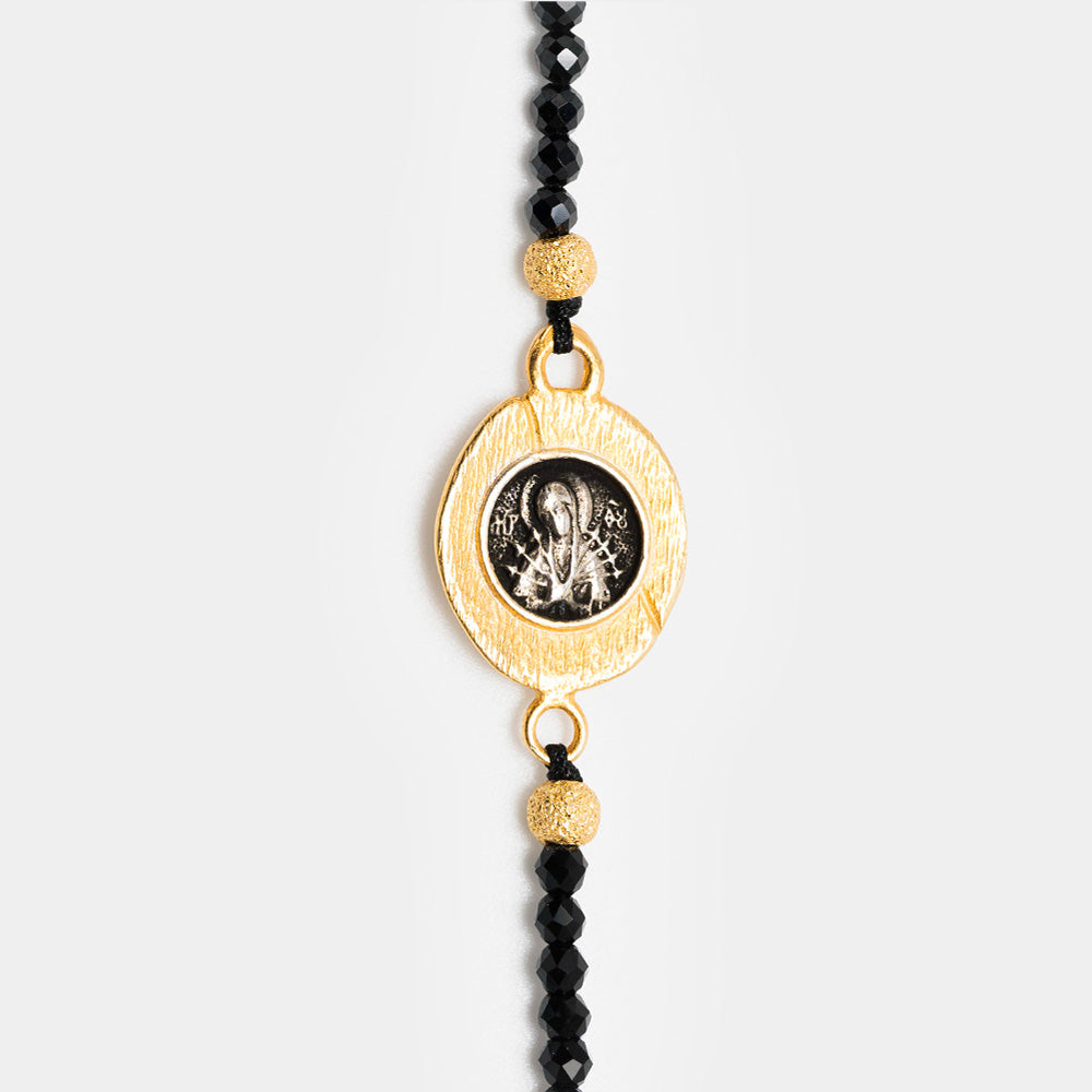 Bracelet with Spinel Stones and Our Lady with Seven Arrows Medallion - Byzantine Craftsmanship