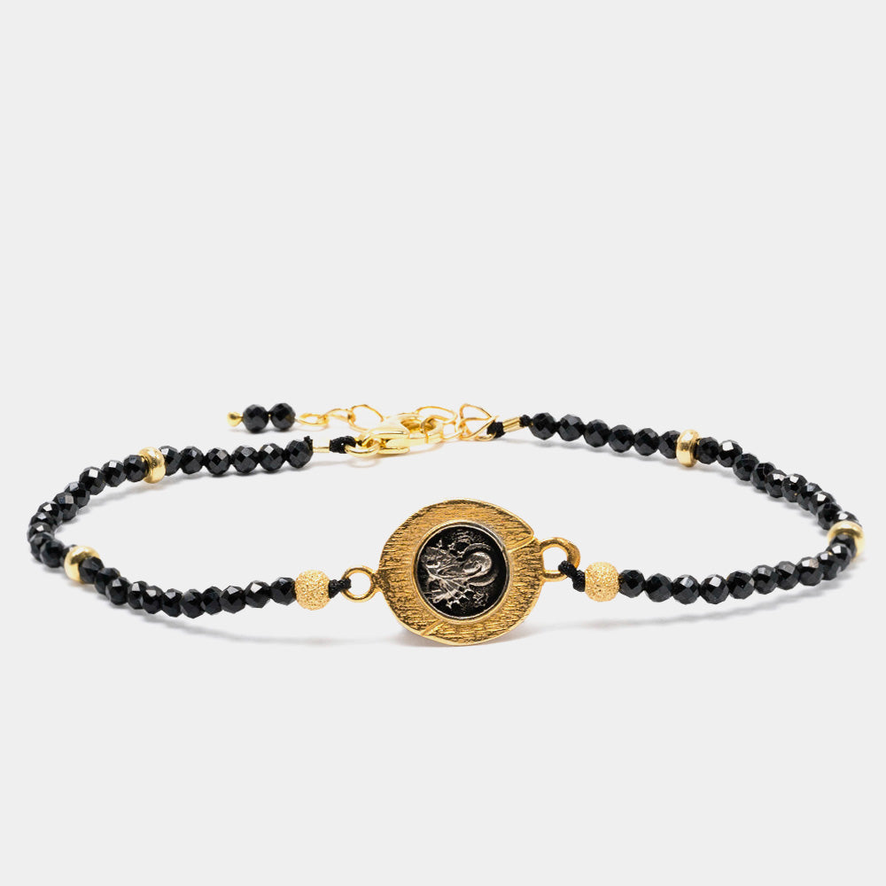 Bracelet with Spinel Stones and Our Lady with Seven Arrows Medallion - Byzantine Craftsmanship