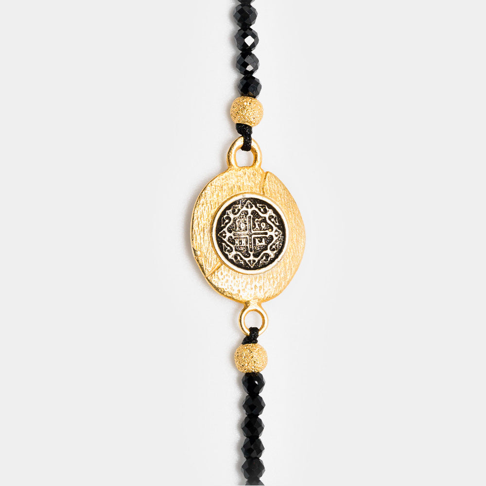 Bracelet with Spinel Stones and Our Lady with Seven Arrows Medallion - Byzantine Craftsmanship