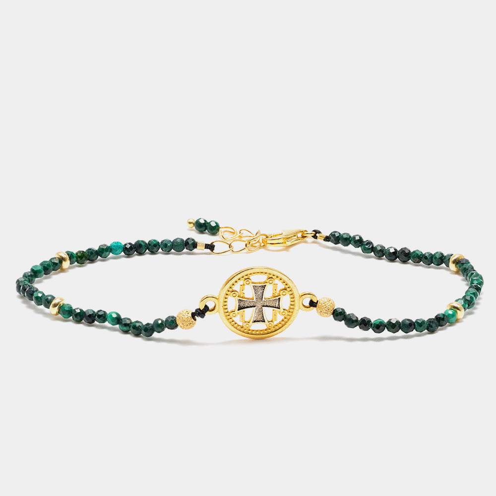 Brățară cu Piatra Lapis Lazuli și Cruce Sf. Teodora - Artizanat Bizantin