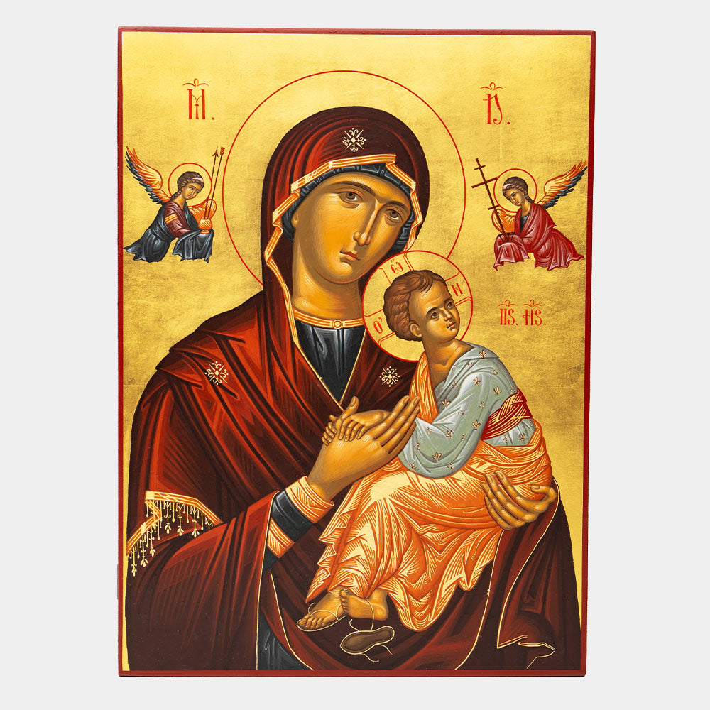 Icoană Pictată – Maica Domnului cu Pruncul și Arhanghelii