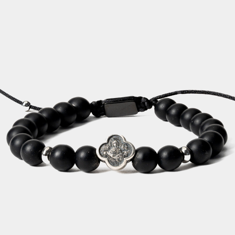 Brățară Acoperământul Maicii Domnului „Vlaherne” – Onix Mat – Adăpostul Rugăciunii