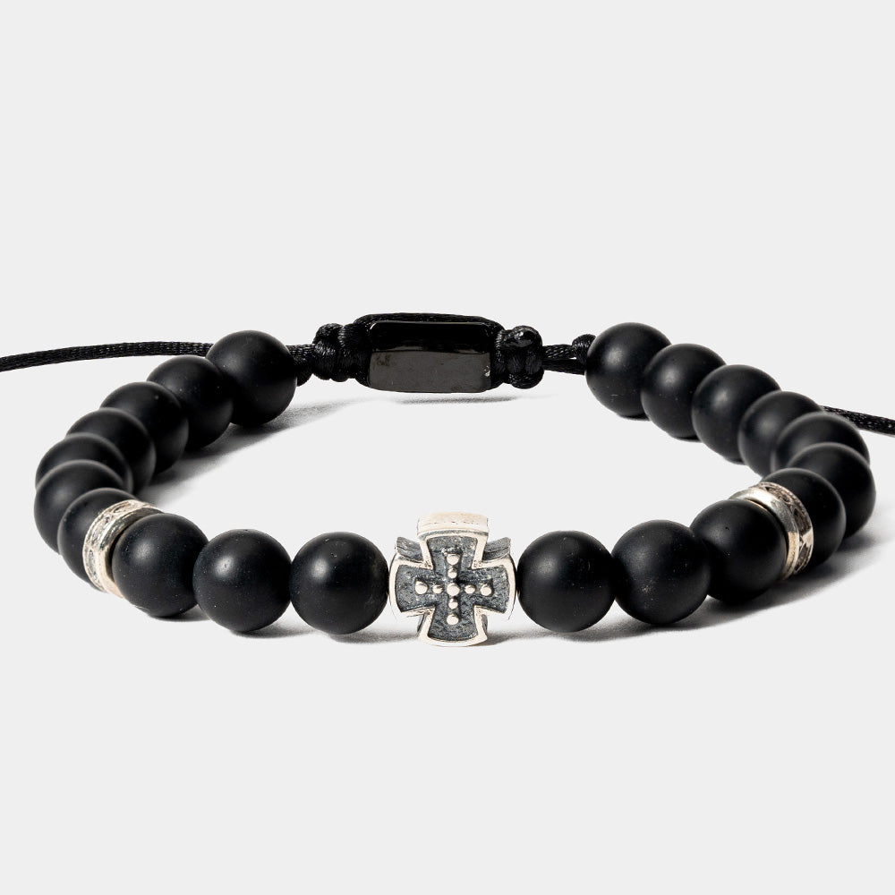 Brățară Crucea Bizantină – Onix Mat – Crucea în Așteptare