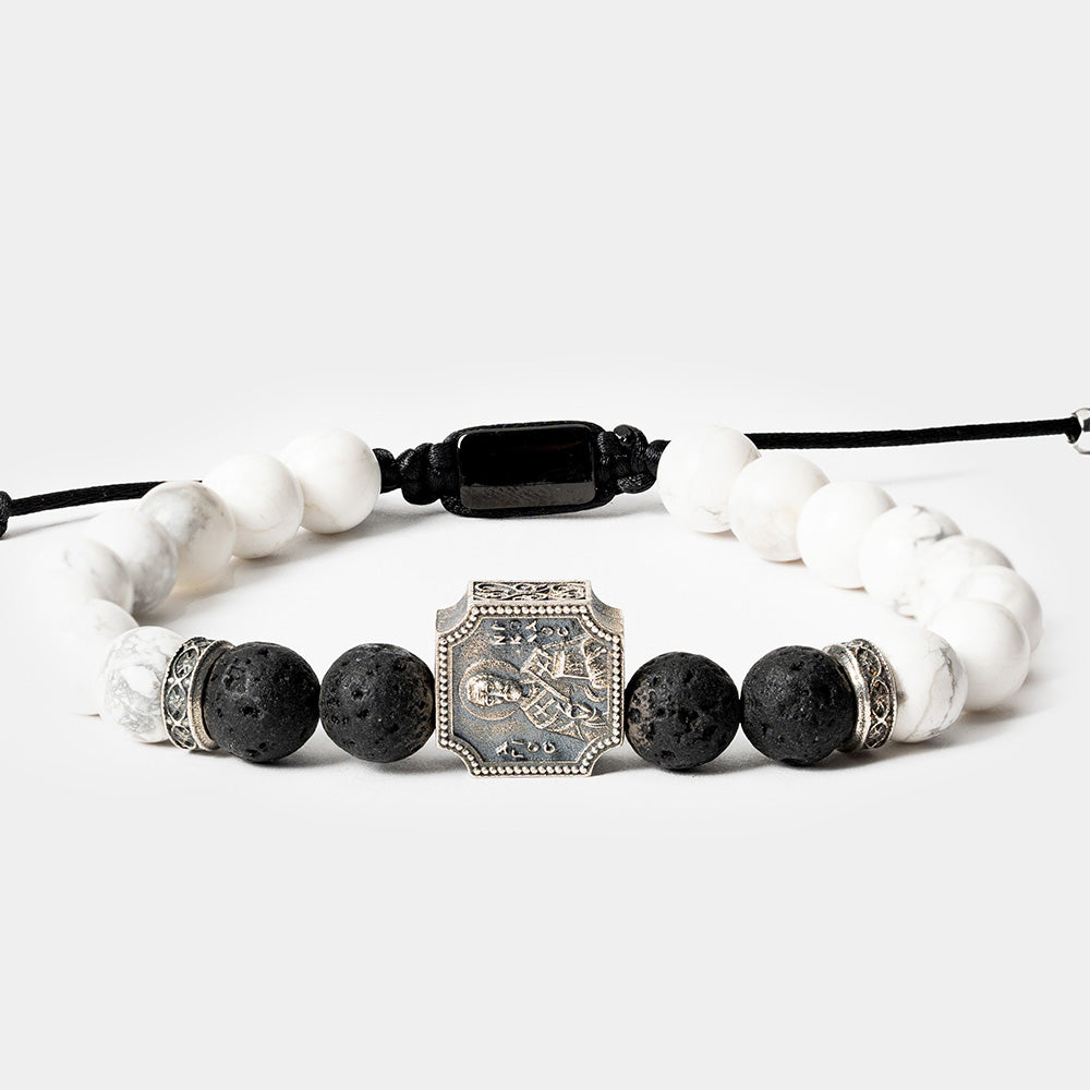 Brățară Sfântul Nicolae „Stavronichita” – Lavă Vulcanică și Howlit – Binecuvântarea Celui Răbdător