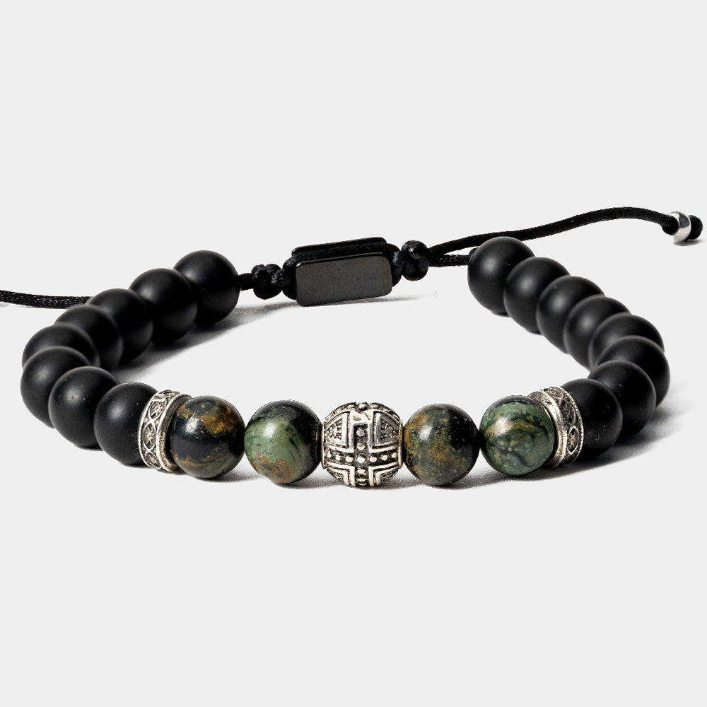 Brățară Glob „Mântuirea Lumii” – Ochi de Falcă și Onix Mat