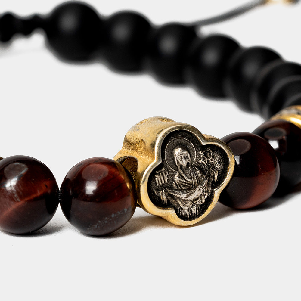 Brățară Acoperământul Maicii Domnului „Vlaherne” – Ochi de Tigru și Onix – Focul Blândeții2