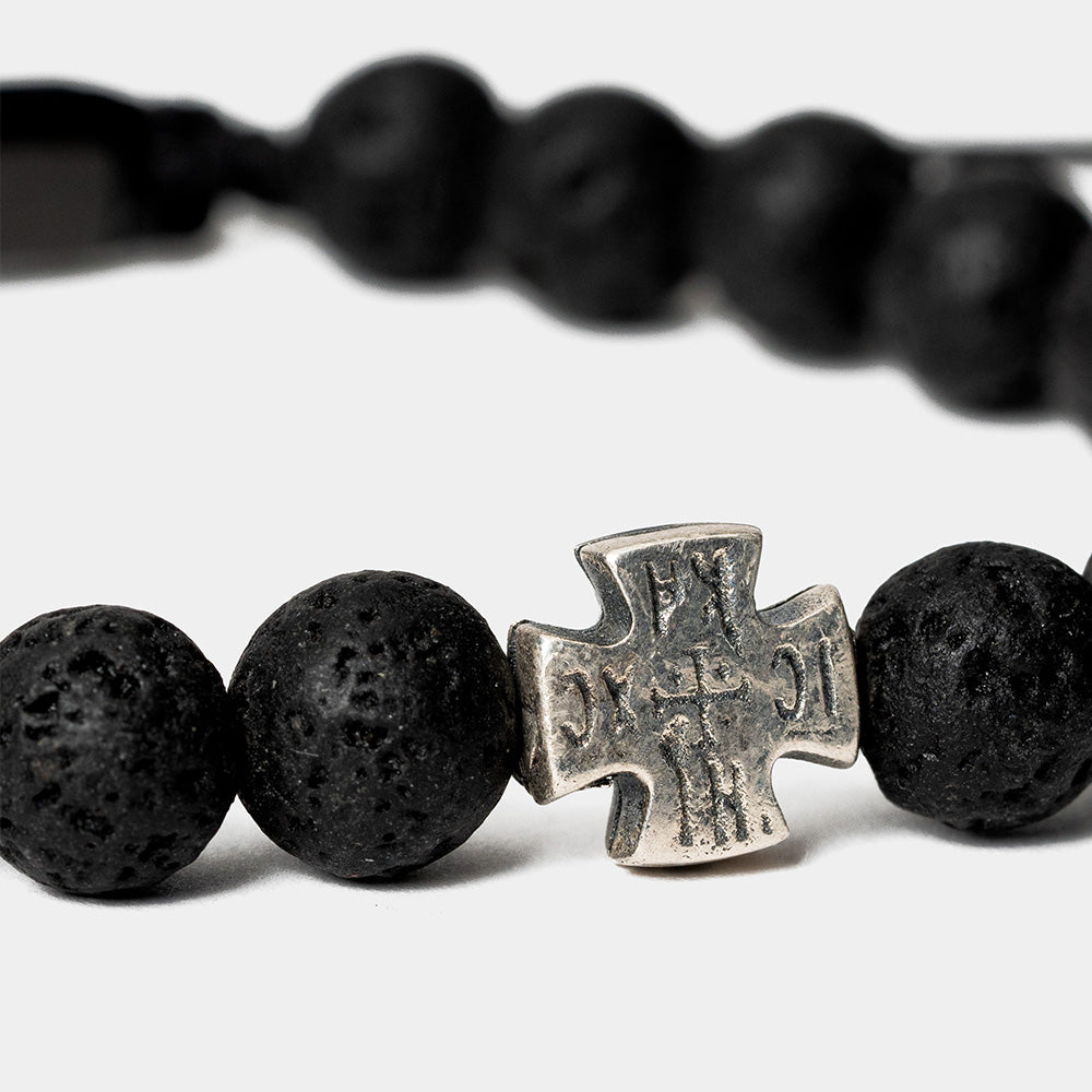 Brățară Crucea Bizantină – Lavă Vulcanică – Semnul Biruinței