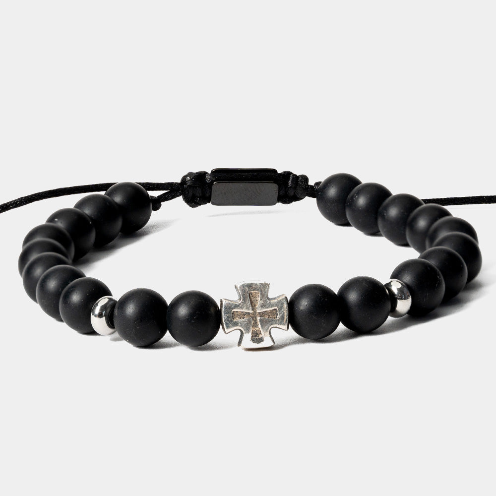 Brățară Crucea Bizantină – Onix Mat – Tăcerea Adevărului