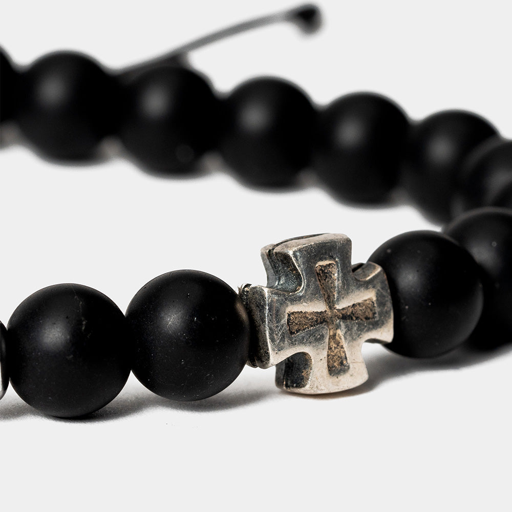 Brățară Crucea Bizantină – Onix Mat – Tăcerea Adevărului