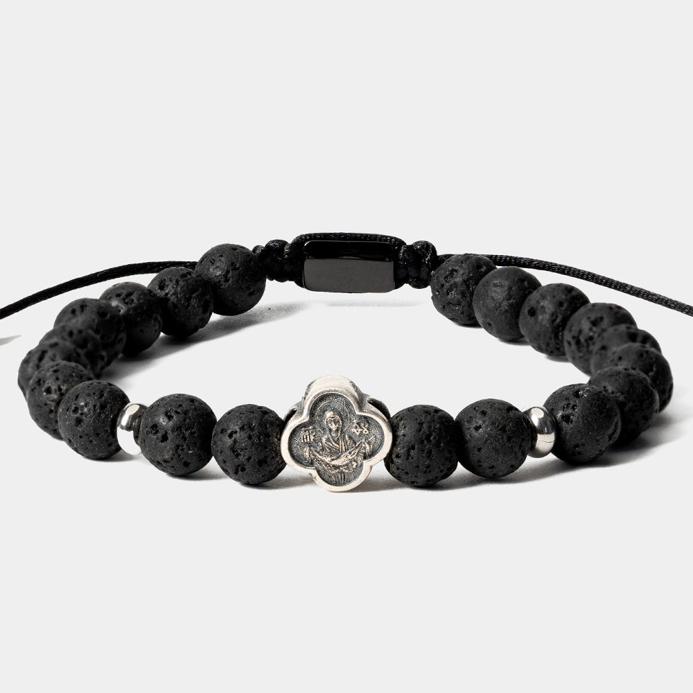 Brățară Acoperământul Maicii Domnului „Vlaherne” – Lavă Vulcanică – Ocrotirea Tainică