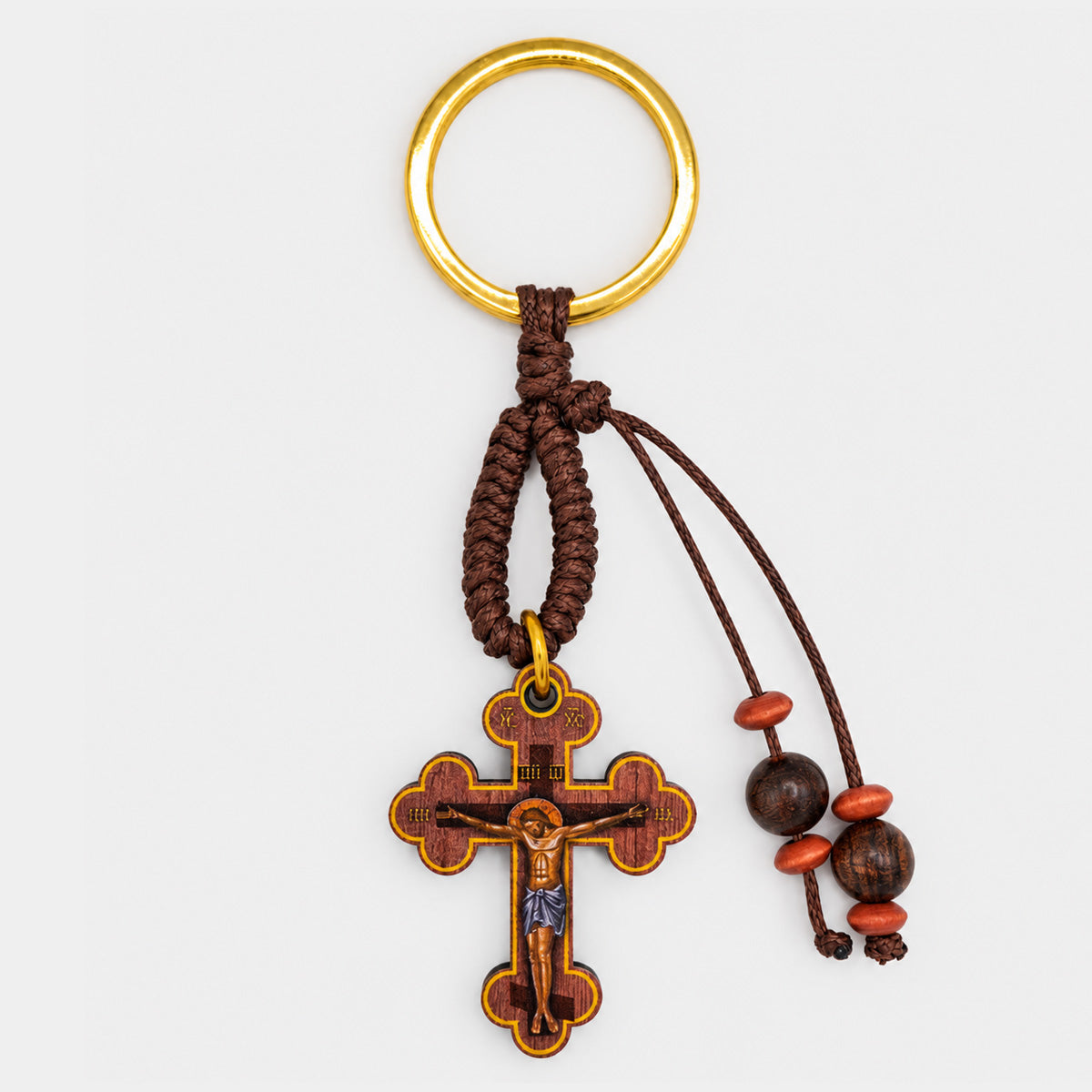 Breloc Cruce din Lemn – Model Bizantin 06