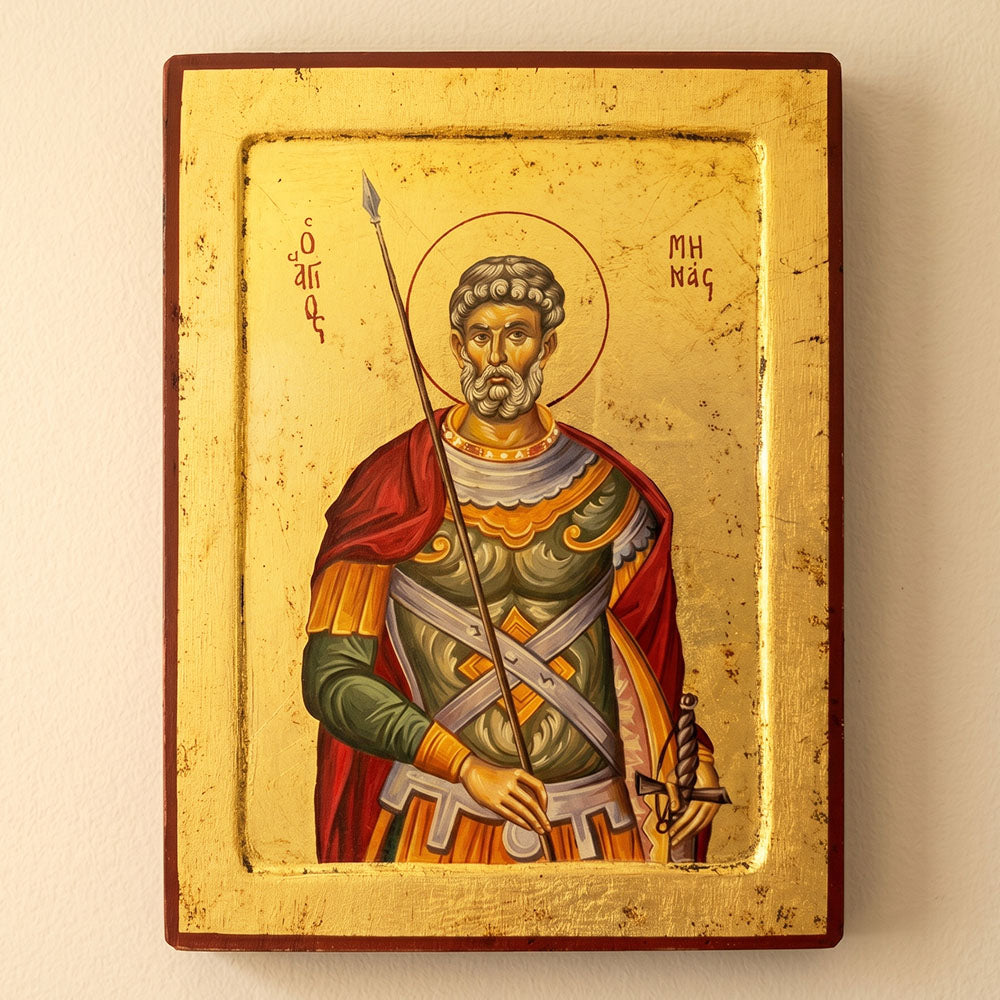 Icoană Bizantină Sfântul Mare Mucenic Mina