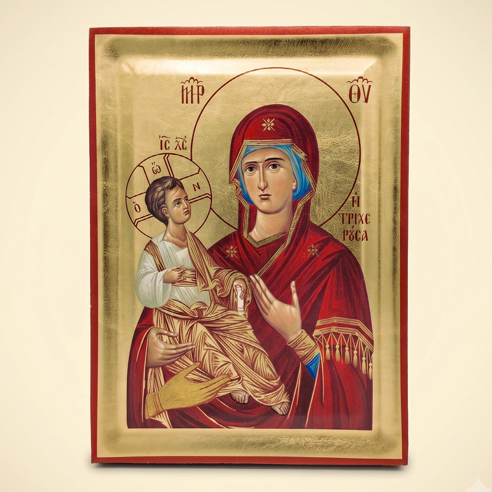 Icoană bizantină Maica Domnului Tricherusa 