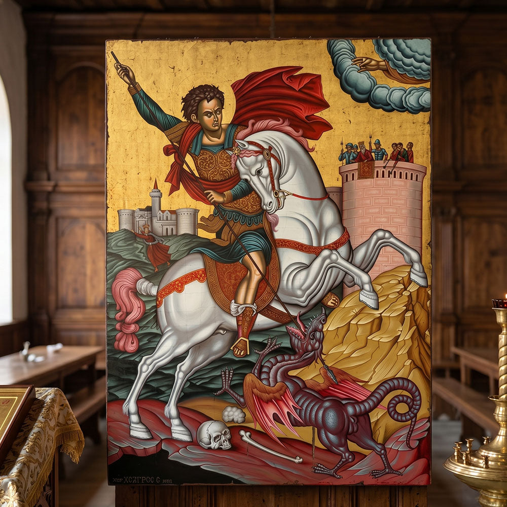 Icoană Pictata Sfântul Mare Mucenic Gheorghe (50 x 68 cm)