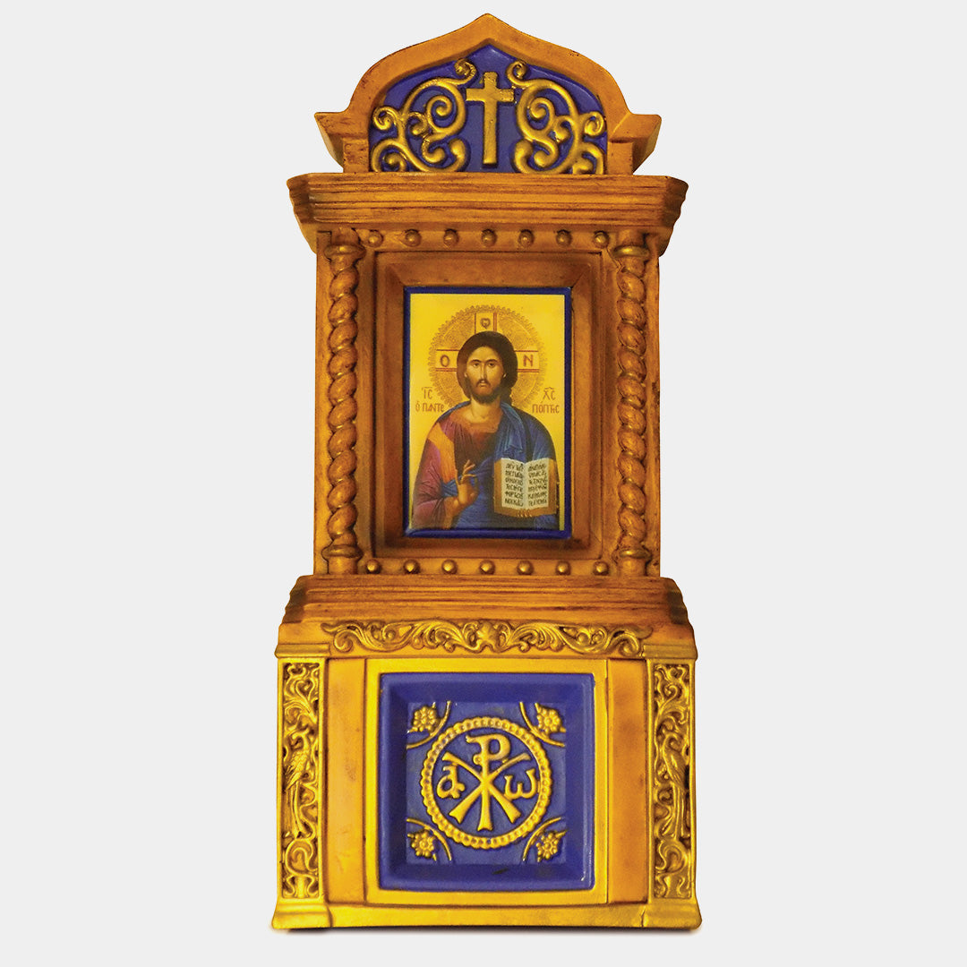 Iconostas Ceramic pentru Masă sau Perete – Iisus Hristos Pantocrator (19 cm) – YPOMONI