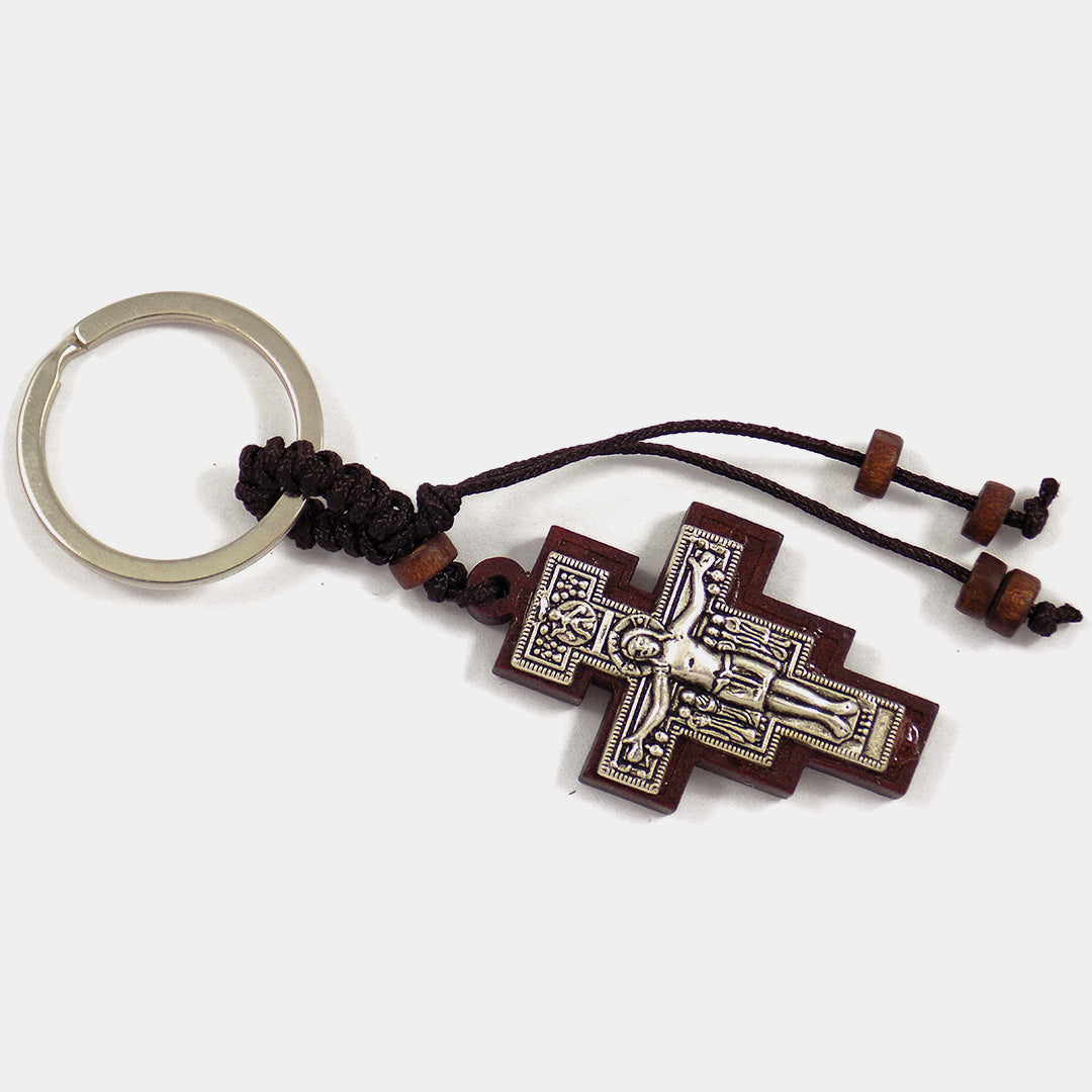 Breloc cu Cruce și Răstignirea Domnului – Lemn și Metal – YPOMONI