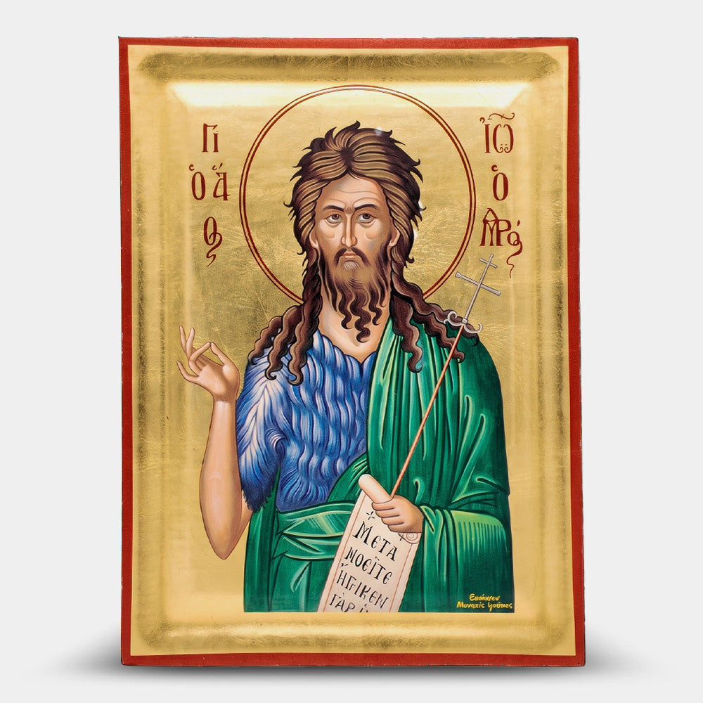 Icoană bizantină Sfântul Ioan Botezătorul — foiță de aur